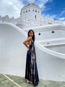 Nouvelles robes maxi pour femmes, dos nu, en tie-dye noir, faites à la main, pour l'été, la plage, les vacances, l'été 2026 - Product Image 6