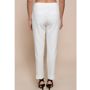 Pantalones de vestir italianos SM de la mejor calidad, con cintura alta, bolsillo francés, corte regular, modelo liso con cierre de botón, para el día a día. - Product Image 3