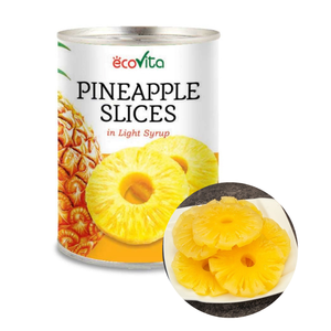 SPECIAL OFFER ISO HACCP Standard Premium Quality Vietnam Manufacturer ECOVITA Canned Pineapple Slices In Light Syrup 580ml