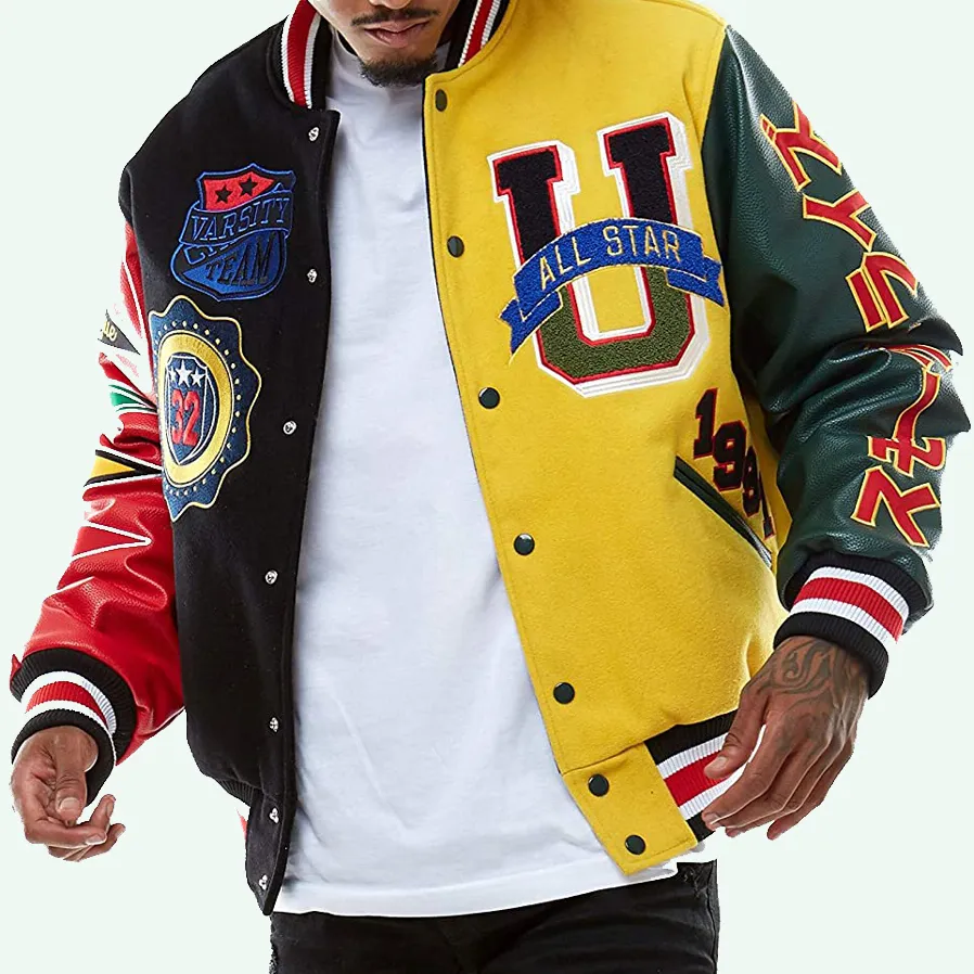 Whole Sale of Customize Varsity Jacket Top Quality Letter Man Jacket Made with pure Leather & Wool and Chenil Embroidery .