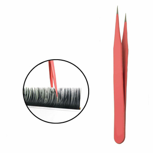 แหนบต่อขนตา,สไตล์ใหม่สำหรับมืออาชีพสีชมพูเข้มปลายทองอ่อนแหนบต่อขนตา90องศา - Product Image 6