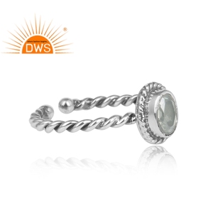 Wrapped Oval Green <b>Amethyst</b> Gemstone <b>Ring</b> Jewelry Wholesaler Oxidized 925 Silver Twisted <b>Ring</b> Jewelry Supplier - Product Image 3