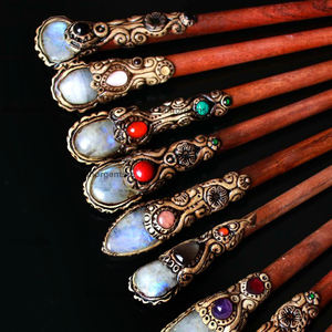 Bracelet en argile polymère, 10 pièces en bois, cristal, rouge et blanc, haute qualité, bâtonnets de dj, bijoux en pierre de cristal - Product Image 4