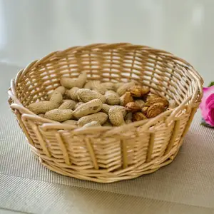 Keranjang Buah 3 Set Mangkuk Roti Keranjang Buah Rotan/Sederhana Keranjang Bambu Baik Penyimpanan Roti, Penyimpanan Kacang Buah