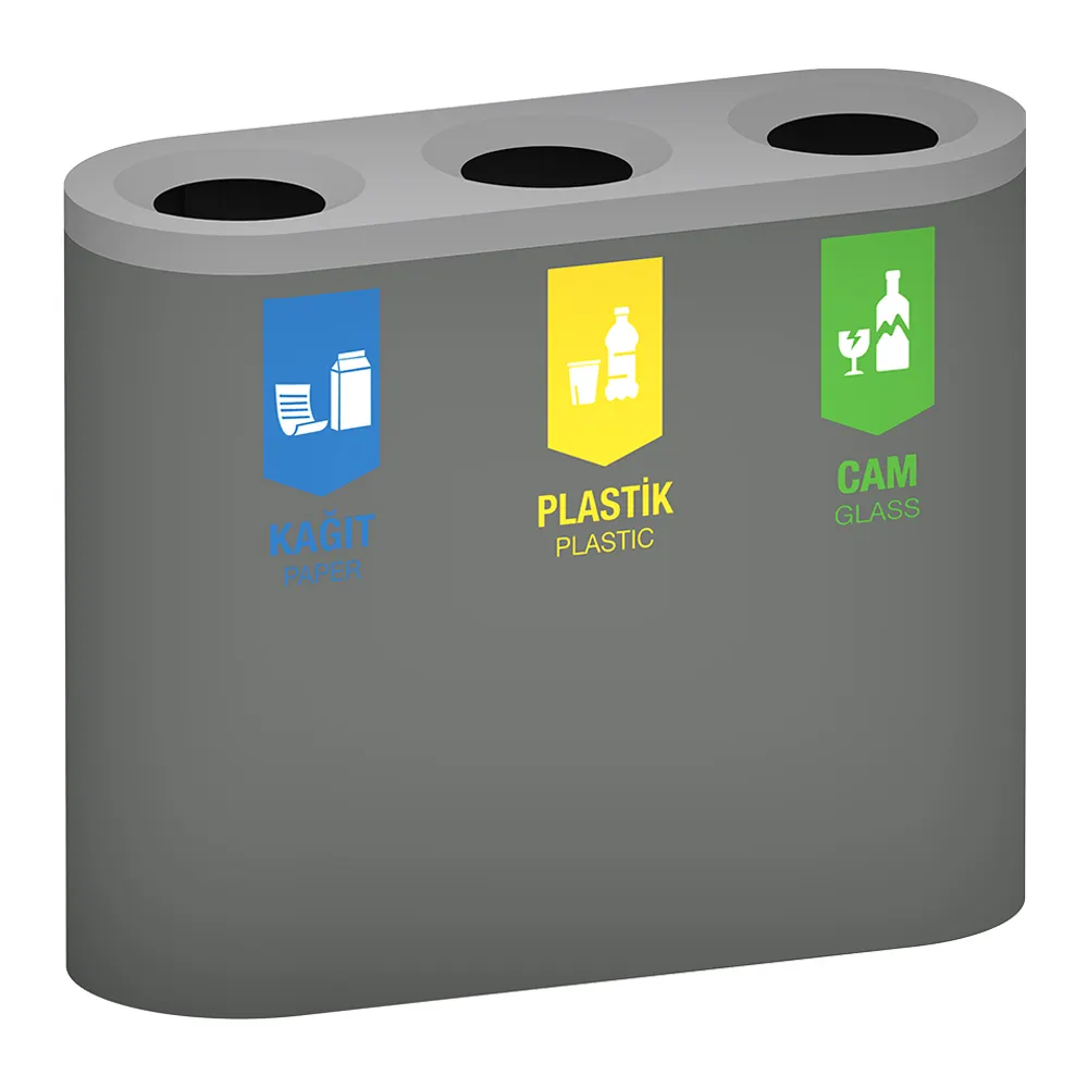 Best quality waste bin color painted with Stainless Electrostatic Zero Waste Recycle Bin Paper Glass Plastic Metal SRB 107 3