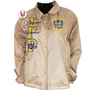 Chaqueta de Entrenadora Bordada de la Hermandad Sigma Gamma Rho para Mujer |   Chaqueta Bordada Personalizada con Líneas Cruzadas de la Hermandad SGRho para Damas - Product Image 3