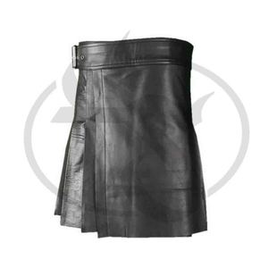 Kilt de luxe ajustable pour hommes, noir, avec bretelles en cuir, - Product Image 2