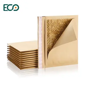 Custom 100% Biologisch Afbreekbaar Natuurlijke Bruin Kraftpapier Bellenmailers Gevoerde Enveloppen Met Honingraat Papier Pad