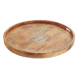 Le dernier plat de service indien élégant classique simple fait à la main en bois plat à usage domestique du grossiste exportateur - Product Image 2