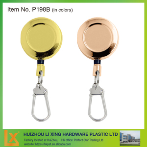 Moulinet de badge rétractable rond en métal, tambour fixe de 25 mm avec goupille de sécurité et identification, pour mousqueton de pêche - Product Image 6