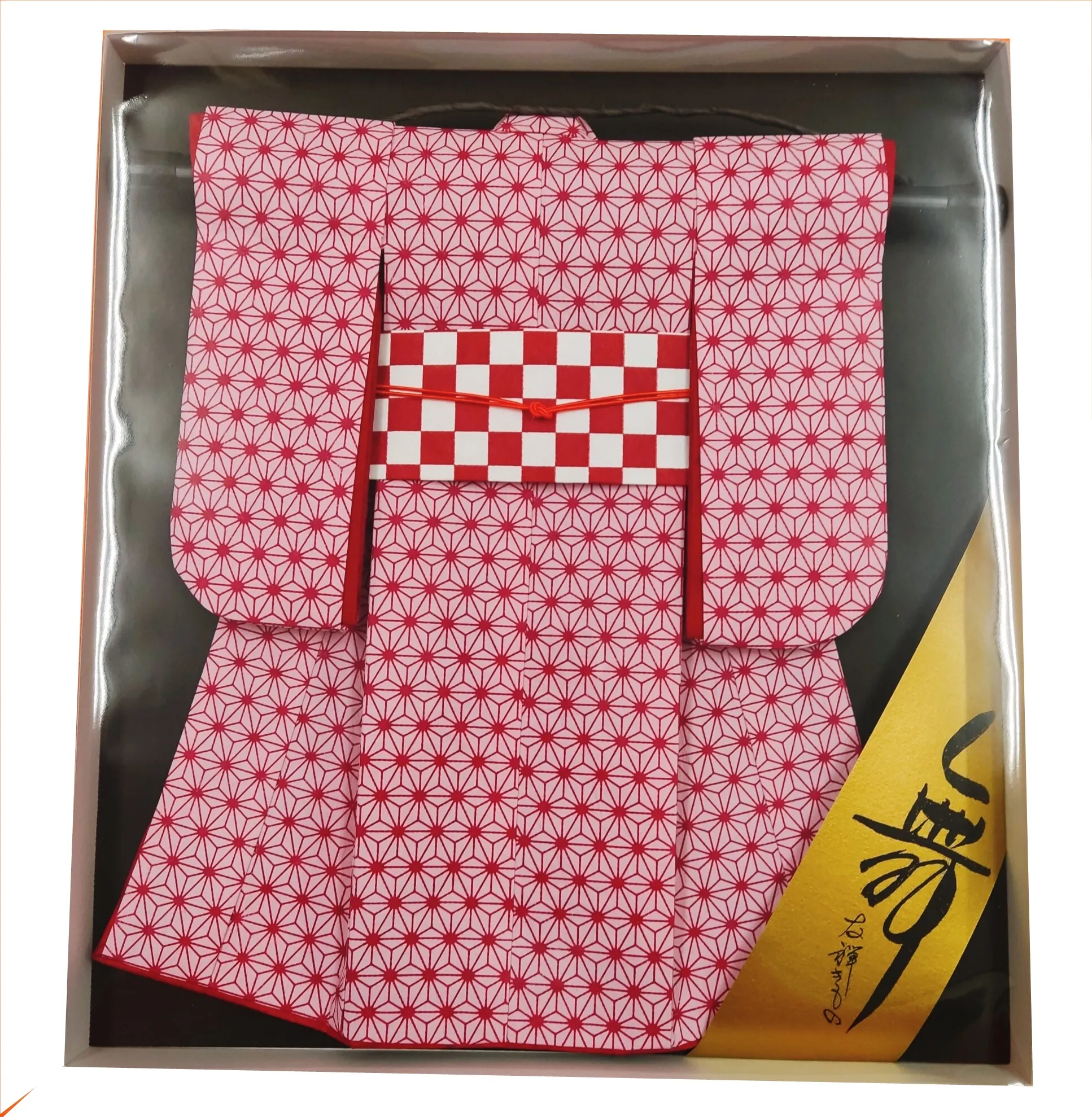特別な和紙折り紙はかま和のお土産飾り友禅紙ICHIMATSUパターン白とピンク
