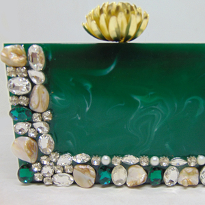 Glamorous india made wedding party <b>Green</b> Resin box Clutch <b>Purse</b> - Product Image 2