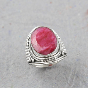 Bali Thiết Kế <span class=keywords><strong>Ruby</strong></span> Mặt Đá Quý 925 Sterling Silver Ring Bán Buôn Handmade Bạc Trang Sức - Product Image 1