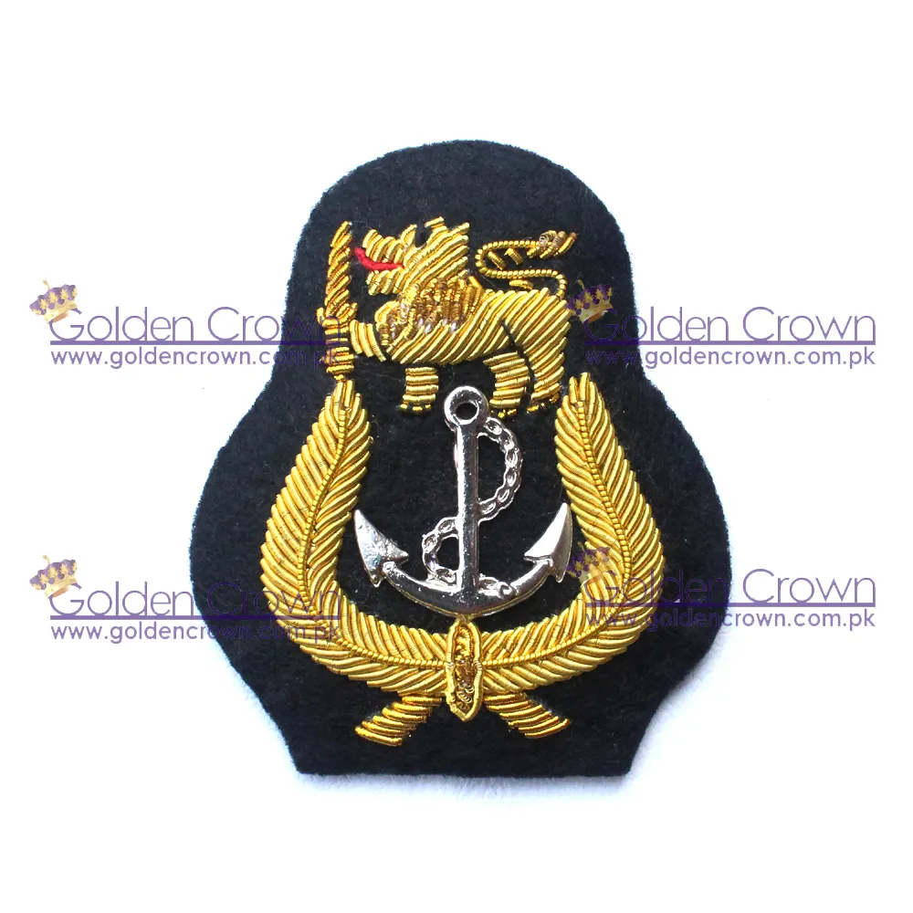 Wholesale Embroidered Bullion Wire Blazer Badges Pocket Crest Patches | Bullion Badge Supplier