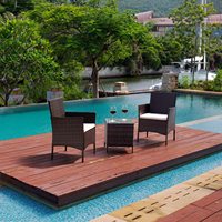 Ensemble de meubles de jardin en rotin PE moderne 3 pièces avec chaises et table pour salle à manger et cuisine, pour usage intérieur/extérieur
