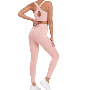 Ensemble de yoga pour femmes, soutien-gorge de sport imperméable et leggings grande taille - Couleur unie, respirant, 100% coton, pour la salle de sport, la remise en forme et l'entraînement - Product Image 3