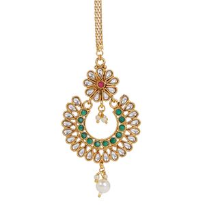 Diamant indien traditionnel multicolore américain plaqué or 14 carats Mangtika fait à la main femmes filles chaînes tendance cadeaux de mariage - Product Image 1