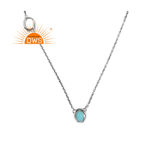 Natural Arizona Turquoise Gemstone <b>Sterling</b> <b>Silver</b> <b>Pendant</b> <b>Necklace</b> Women's/Unisex Wedding & Party Trendy Jewelry - Product Image 1