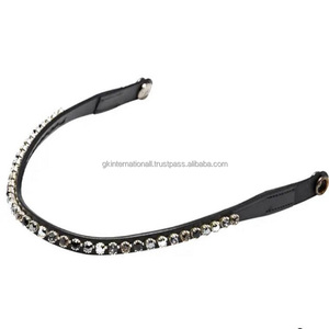 สายคาดคิ้วหนังแฟนซีสำหรับม้าประดับคริสตัลและไข่มุก - Product Image 2