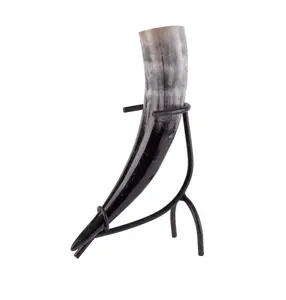 Best Quality Drinking Horn with Iron Stand Manufacturer from India Polished Buffalo Drinking Horn Wholesale Supplier