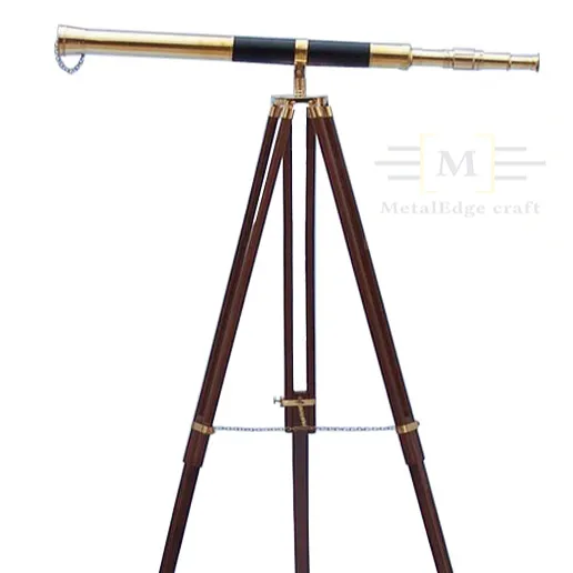 Admirals Floor Standing 39'' nautical Telescope Shiny Antique Copper Brown Leather Telescope with tripod stand premium quality