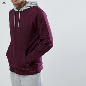 Sweat-shirts à capuche pour hommes en polyester/coton, de haute qualité, tricotés, en molleton uni, écologiques, respirants, personnalisables, grandes tailles - Product Image 1