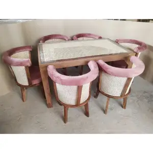 Rattan wooden chair table set outdoor garden family party dinning chairs table set barbecue night outdoor furniture