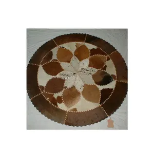家用装饰热卖牛皮地毯美国圆形棕色LCR 102