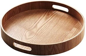 Bandeja de servicio de madera redonda con mango de latón, diseño de moda a la moda, plato de servicio con forma personalizada - Product Image 2