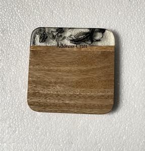 Sous-verres carrés personnalisés en bois et résine, décoration de mariage, vaisselle, sous-verres à boire, sets de table et coussinets, sous-verres en résine - Product Image 4
