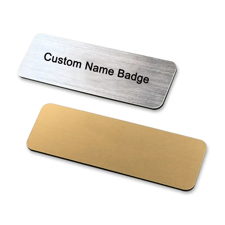 Hot Sale Blank Name Tag Badge Custom Gold Metal Aluminum Sublimation Staff 75mm Magnetic Name Badge With Pin For School Uniform