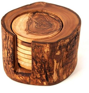 Posavasos de madera con Mango de alta calidad, posavasos redondo marrón brillante con caja de trabajo de latón para tazas y café - Product Image 2