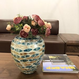 Unique Flower Vase <b>Pots</b>, Flower Mosaic Vase With Oval Cut Pieces, Vases Wholesale From Vietnam - Product Image 1