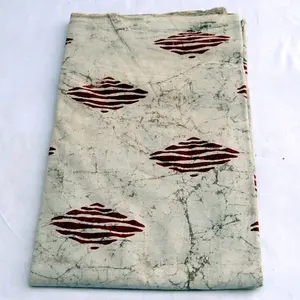 New Design Light Weight Jaipur Block Printed Cotton Craft Making Material Handmade Beige Voile Running Fabric Wholesale