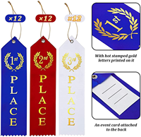 Rubans de prix en satin personnalisés en bleu rouge blanc pour le jeu de cartes plates 1ère 2ème 3ème place Corde de cartes d'événement pour les compétitions sportives