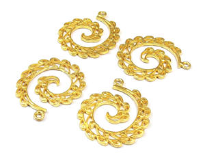 Abalorios en espiral, piedras preciosas naturales, joyería hecha a mano, plata esterlina chapados en oro con abalorios de latón y metal, colgantes bohemios de piedra natal - Product Image 1