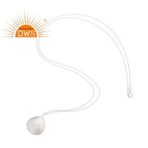 Colgante de Plata de Ley 925 con forma de pera y Gema de cuarzo, joyería fina - Product Image 2