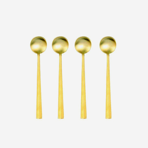 <b>Square</b> Check Handle Coffee Spoon long Gold handle gold tea spoon flatware stainless steel cutlery <b>set</b> stainless steel - Product Image 6