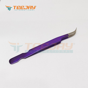 Pincettes courbées en poudre de couleur violette, pour extensions de cils, avec Base, outil de levage de faux cils, outil de soins de beauté, 1 pièce - Product Image 2