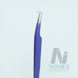 Pince à cils poudre violette enduite de pointe argentée pince à épiler Extension de cils pince à épiler marque privée cils beauté et outil - Product Image 1