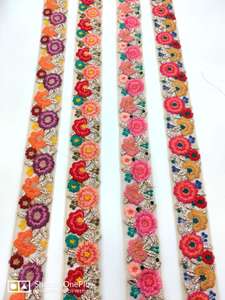 Tissu Organza brodé avec des fleurs, fait sur mesure, perles décoratives, 100% coton, crochet durable, 1 pièce - Product Image 6