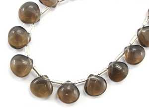 Increíble calidad hermosa 15 piezas Natural cuarzo ahumado piedra preciosa suave Briolette cuentas en forma de corazón al por mayor - Product Image 4