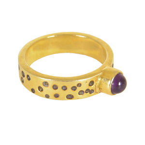 2025คอลเลกชันล่าสุดแหวนเงินสเตอร์ลิง925ชุบทอง18K พลอยอเมทิสต์ธรรมชาติสีดำโรเดียมเครื่องประดับทอง18K สำหรับงานแต่งงาน - Product Image 2