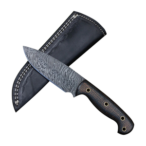Couteau de chasse en acier damas fait à la main personnalisé gaine en cuir OEM extérieur lame fixe camping tactique pour les applications industrielles - Product Image 1