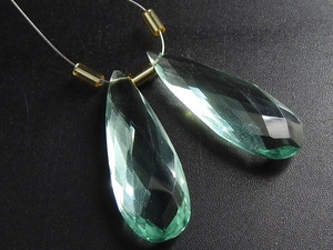 Paire de boucles d'oreilles en pierre de quartz vert améthyste facetté en forme de larme 30X10MM, perle en verre hydro, fabrication artisanale, pierre en vrac pour la fabrication de bijoux, nouvelle arrivée - Product Image 2