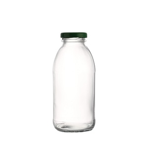 Personnalisé 100ml 200ml 500ml Bouteille ronde en verre lait café boisson bouteilles de jus en verre vides avec <span class=keywords><strong>bouchon</strong></span> - Product Image 3