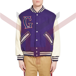 2022 chaqueta de béisbol de lana de algodón personalizada para hombre al por mayor chaqueta de cuero calefactable Varsity con capucha en blanco Letterman - Product Image 6