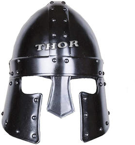 Casco Nasal Norman Medieval, casco grande de acero ennegrecido, armadura de cosplay, armadura de caballero Halanor Barbuta impresa UV - Product Image 1