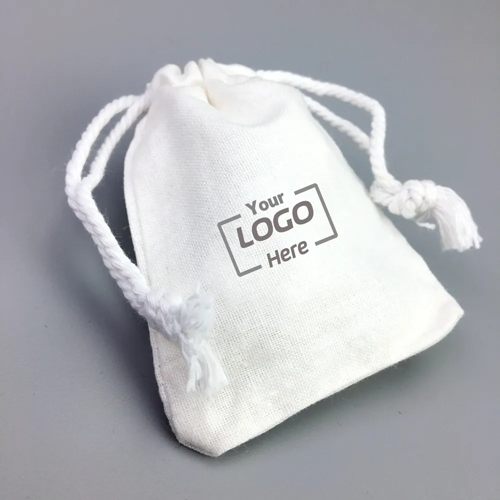 Custom Cotton Drawstring Pouch Bags Reusable Eco Friendly Small Organic Cotton Drawstring Bag With Logo