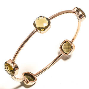 Brazalete de piedra de cuarzo ahumado Natural de acero inoxidable chapado en oro, forma geométrica, tamaño personalizado, boda cristiana para mujer - Product Image 1